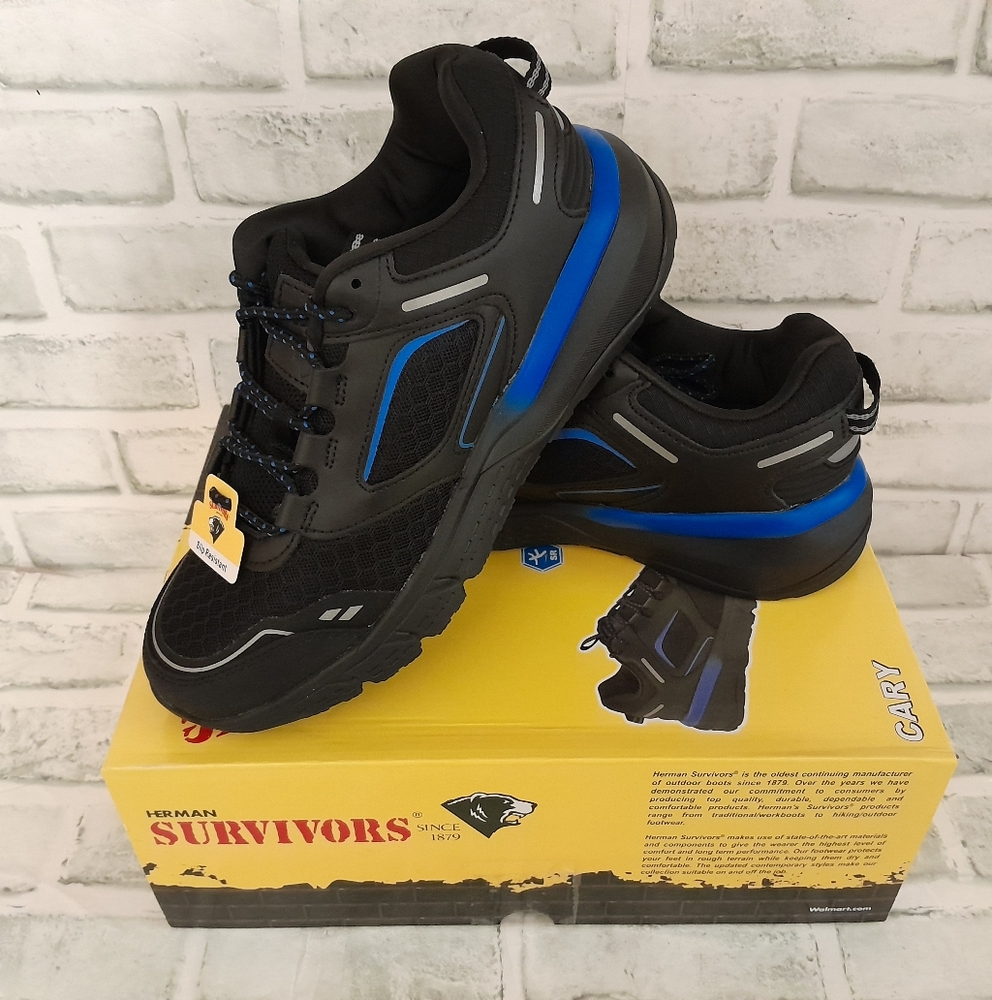 Womens Black Leather Sneakers Herman Survivors Work Shoes Slip/Oil Resistant 9